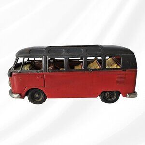 Vintage Red Metal Volkswagen Van Japan 7.5" VW Bus Toy